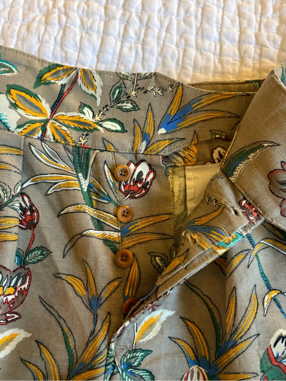 Banana Republic Olive Floral High-Waist Shorts